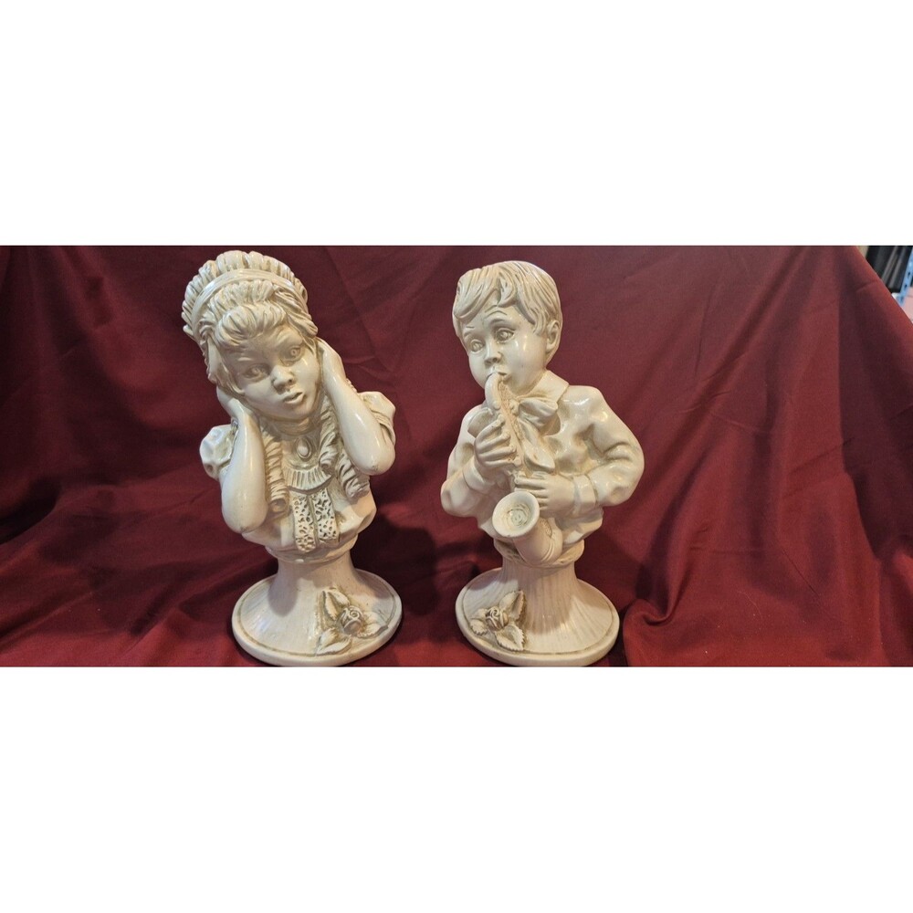 U Kendrick Universal Statuary Chicago Noisy Boy Girl Statue 136B 136G Signed '71